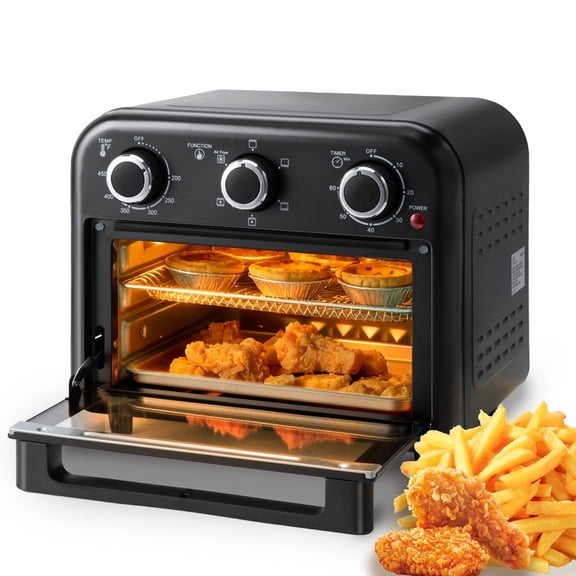 VUSIGN Air Fryer Toaster Oven 13QT with Convection, 6-in-1 Countertop Oven,1500w Oil-Less Air Fry, Roast, Bake Broil Toast, Timer, Stainless Steel, Black