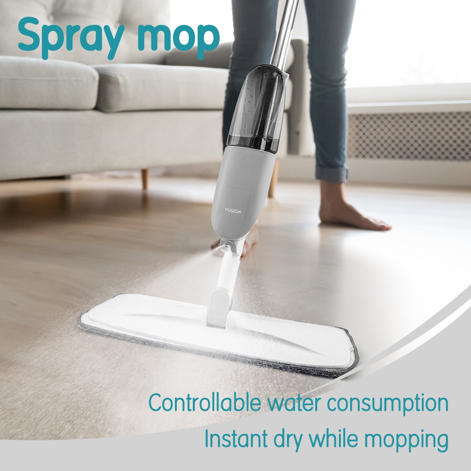 Microfiber Spray Mop with 2-Spray Modes