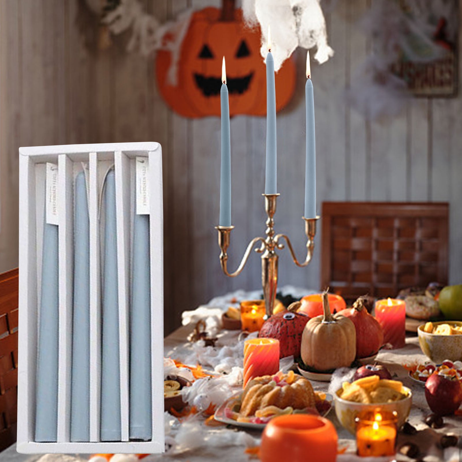 Viyffo 12 Inch Blue Taper Candles - Set Of 20 Unscented Smokeless Tapered Candles