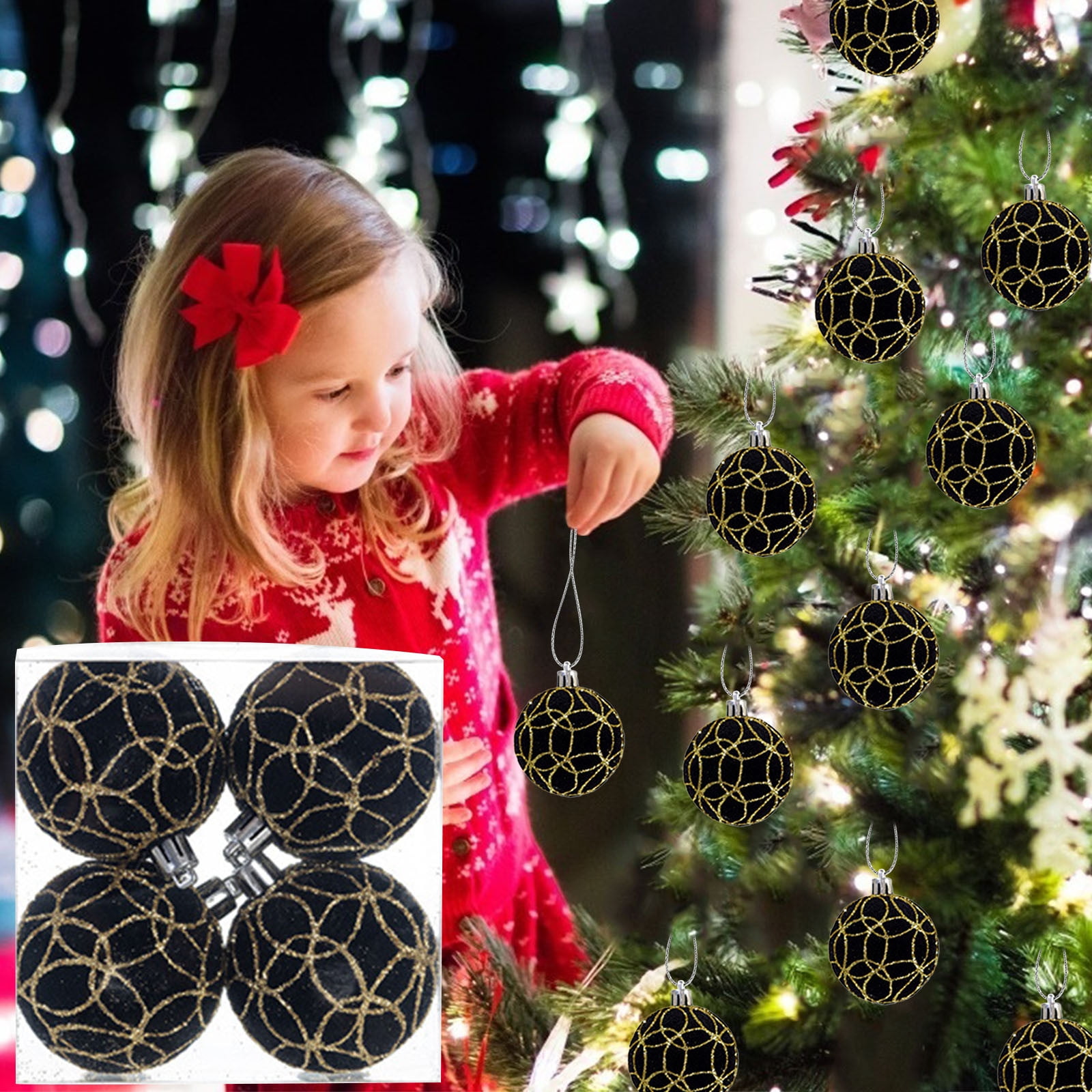 VUYUEN 4 Pcs Velvet Christmas Balls Christmas Tree Decorations Flocked