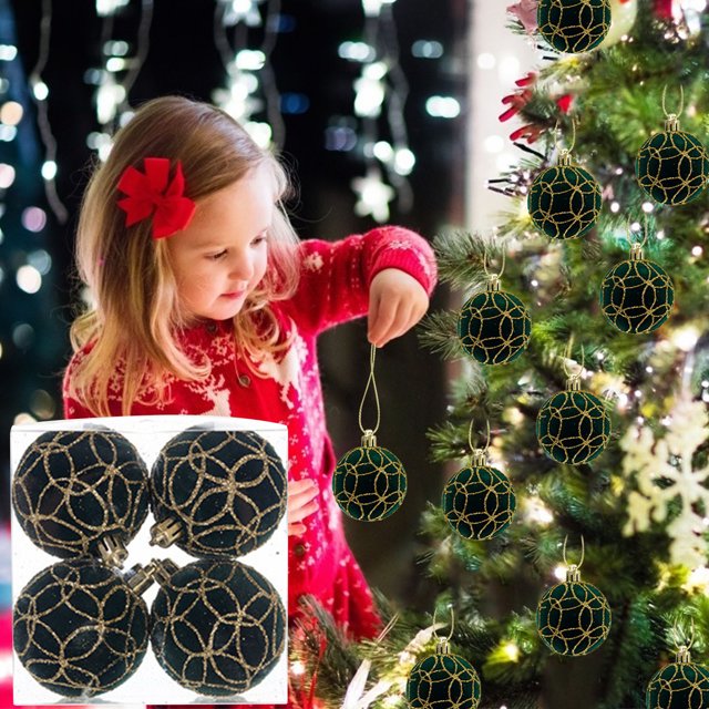 VUYUEN 4 Pcs Velvet Christmas Balls Christmas Tree Decorations Flocked