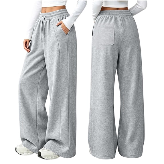 VV AVEORS Baggy Sweatpants For Girls High Waisted Wide Leg Sweat Pants Drawstring Workout Jogger Fall Winter Clothes Gray 160