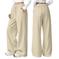 thumbnail image 1 of VV AVEORS Baggy Sweatpants For Girls High Waisted Wide Leg Sweat Pants Drawstring Workout Jogger Fall Winter Clothes Khaki 140, 1 of 6