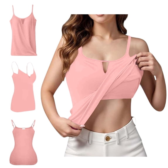 VV AVEORS Built In Bra Tank Tops For Women Plus Size Casual Sleeveless Hollow Out Workout Tops Yoga Gym Athletic Basic Summer Cami Shirts Pink S