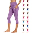 thumbnail image 1 of VV AVEORS Capri Leggings For Women - High Waisted Tummy Control Compression Leggings Quick Dry Athletic Workout Yoga Pants With Pockets Purple M, 1 of 7