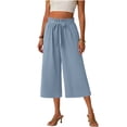 thumbnail image 1 of VV AVEORS Capri Pants For Women Wide Leg Summer Gaucho Capris Pant Palazzo Drawstring Loose Fit Casual Dressy Cropped Trousers With Pockets Sky Blue S, 1 of 6