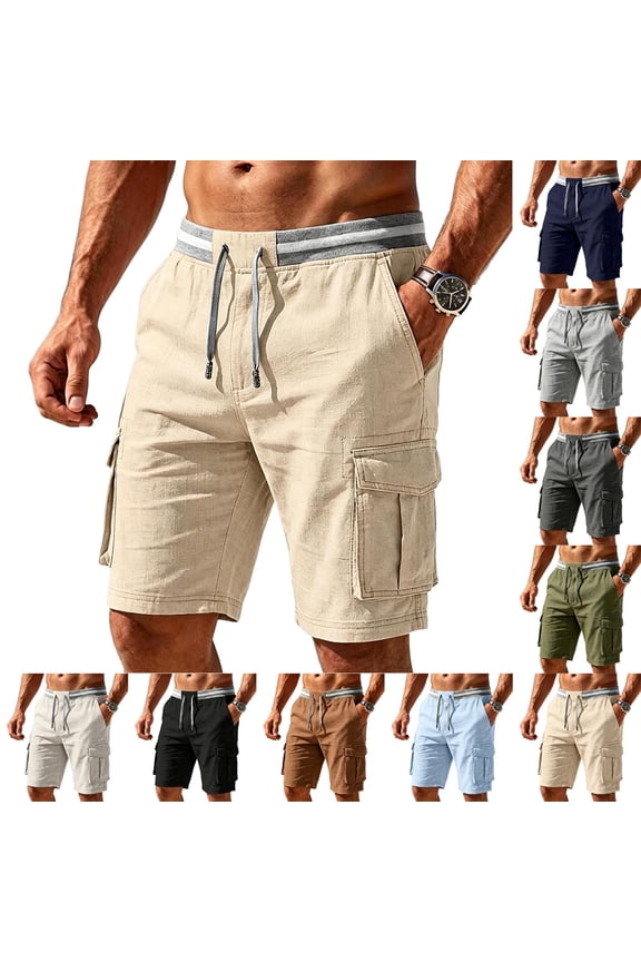 Cargo Shorts For Men Drawstring Elastic Waist Casual Short Relaxed Fit Summer Beach Shorts With Pockets Light Gray M