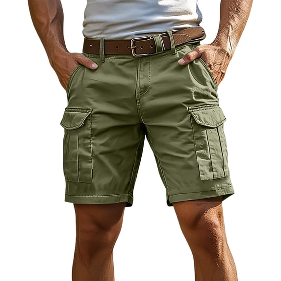 VV AVEORS Cargo Shorts For Men Relaxed Fit Outdoor Summer Workout Hiking Shorts Knee Length Sweatshorts Pockets Light Green M