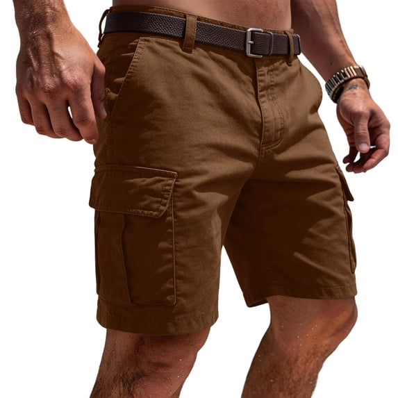 VV AVEORS Cargo Shorts For Men Stretch Ripstop Walking Shorts Multi Pockets Casual Athletic Work Hiking Short Pants Big And Tall Brown 2XL