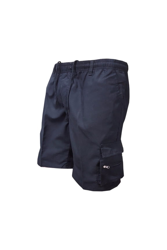Cargo Shorts For Men Stretch Twill Bermuda Shorts Knee Length Drawstring Elastic Waist Work Short Pants With Multi Pockets Navy M
