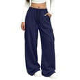 thumbnail image 1 of VV AVEORS Cargo Sweatpants For Women Baggy Drawstring Waist Hiking Pants Lightweight Y2k Athletic Joggers With Pockets Navy XL, 1 of 7