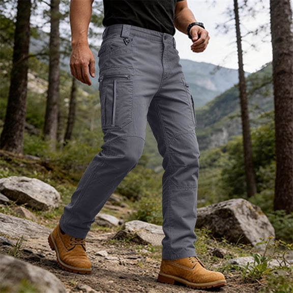 VV AVEORS Cargo Tactical Pants For Men Relaxed Fit Quick Dry Water Resistant Multi Work Hiking Pants With Pockets Ripstop Construction Pant Gray S