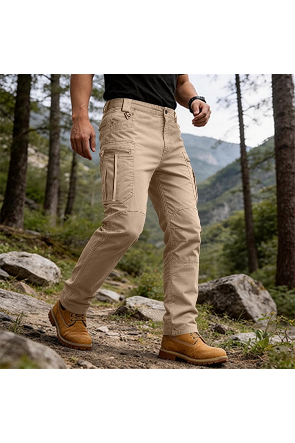 Cargo Tactical Pants For Men Relaxed Fit Quick Dry Water Resistant Multi Work Hiking Pants With Pockets Ripstop Construction Pant Khaki S