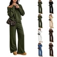 thumbnail image 1 of VV AVEORS Casual Fall Winter Two Piece Sets For Women 2026 V Neck Sweatshirt Loose Wide Leg Pants Tracksuit Knit Outfits Light Gray 2XL, 1 of 7