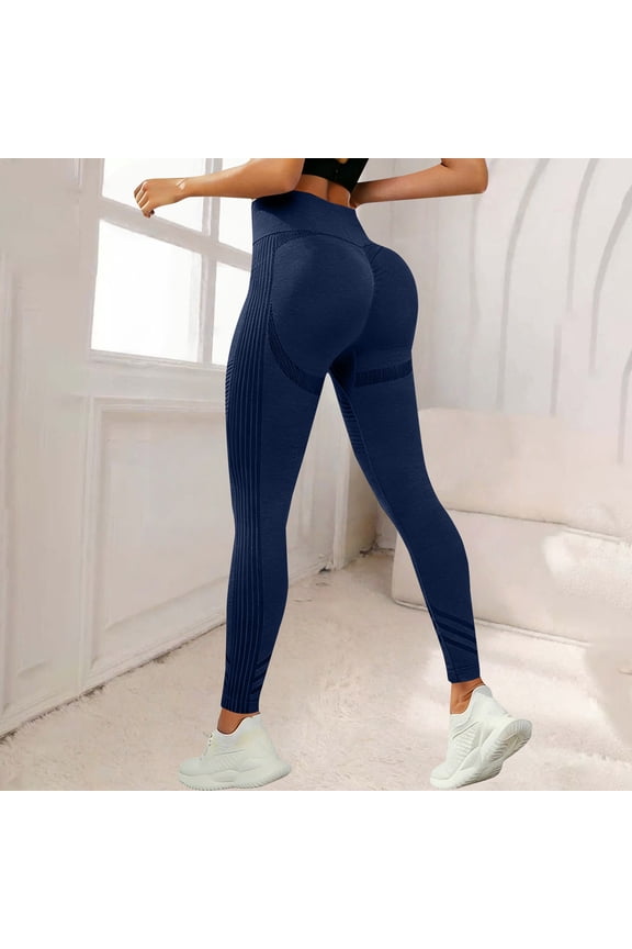 Cellulite Leggings 3D Womens Booty Butt Lifting Tummy Control Fashion Seamless Butt Compression Legging For Gym Workout Navy M