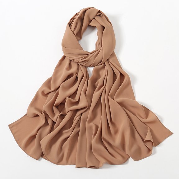 VV AVEORS Chiffon Scarf For Women Lightweight Breathable Soft Solid Hijab Scarf For Daily & Muslim Head Scarves Wraps Camel