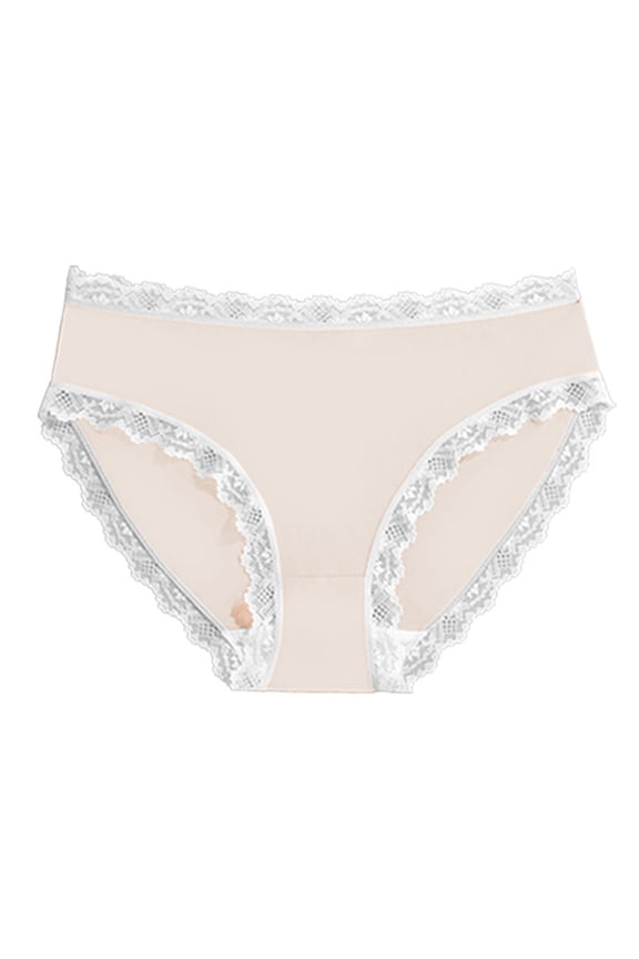 Cotton Underwear For Women Cute Boy Shorts Breathable Cheeky Lace Trim Panties Womens Underwear Light pink L