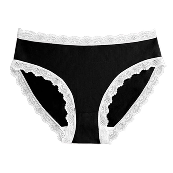 VV AVEORS Cotton Underwear For Women High Waisted Panties Soft Lace Up Waistband Breathable Full Coverage Ladies Briefs Black 2XL