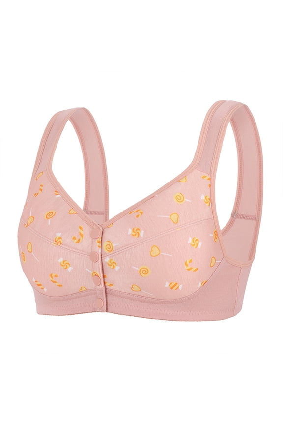 Daisy Bras For Older Women Front Closure No Underwire Plus Size Push Up Bra Comfort Supportive Everyday Bras Pink 46