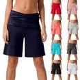 thumbnail image 1 of VV AVEORS Foldover Shorts For Women Wide Leg Low Rise Knee Length Cropped Pants Flowy Capri Yoga Casual Lounge Leggings Red XL, 1 of 8