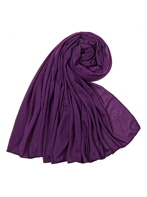 Head Wraps For Black Women Stretch Jersey Knit Turban Headwrap Solid Color Trendy Casual Headscarf Headband Shawl Dark Purple