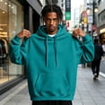 thumbnail image 1 of VV AVEORS Hoodies For Men Casual Cotton Essentials Hoodie Pullover Long Sleeve Fleece Drawstring Hooded Sweatshirts With Kanga Pocket Turquoise S, 1 of 7
