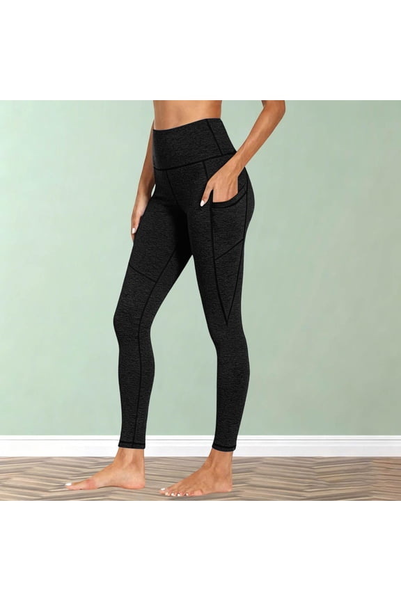 Leggings With Pockets For Women High Waisted Tummy Control Yoga Pants Butt Lifting Quick Dry Soft Compression Pants Black M
