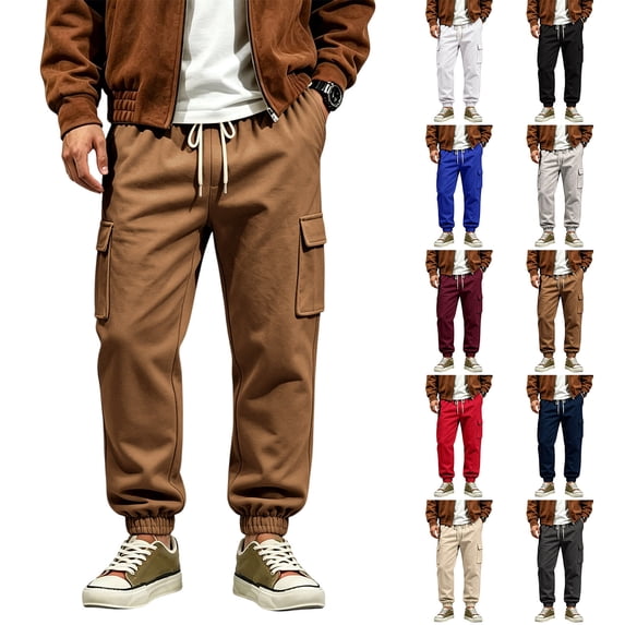 VV AVEORS Men'S Cargo Sweatpants Fleece Soft Loose Fit Elastic Cuff Joggers For Casual Lounge Running And Athletic With Pockets Dark Gray 2XL