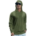 thumbnail image 1 of VV AVEORS Men'S Sun Protection Shirt Long Sleeve Fishing Shirt Hoodie Summer Running Hiking Hooded Rash Guard With Thumbhole Dark Green L, 1 of 5