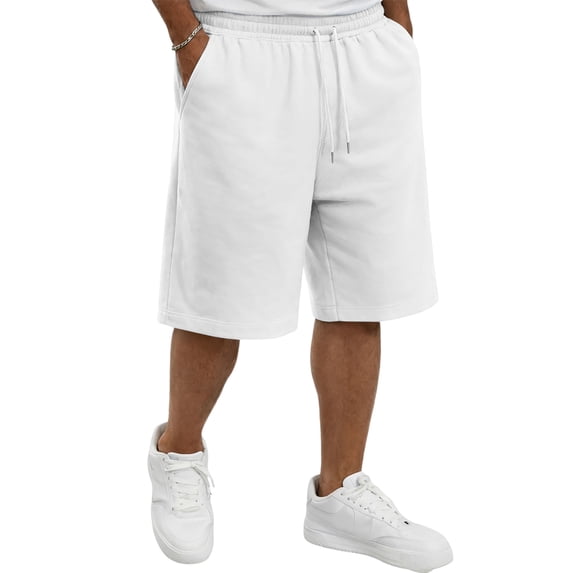 VV AVEORS Men'S Wide Leg Bermuda Shorts Casual Knee Length Baggy Shorts Oversized Y2K Casual Athletic Short With Pockets White L