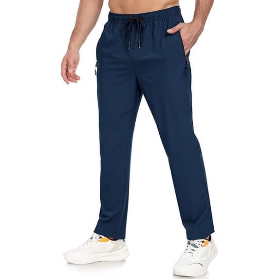 VV AVEORS Mens Athletic Pants Lighteight Quick Dry Hiking Pants Drawstring Athletic Outdoor Workout Sweatpants With Pockets Dark Blue 3XL