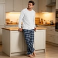 thumbnail image 1 of VV AVEORS Mens Pajama Set Bamboo Viscose Soft Pijamas Sets Plaid Long Sleeve Full Length Pants Pjs Check Sleepwear With Pockets Blue XL, 1 of 7