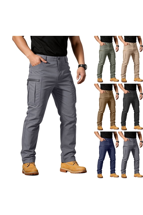 Mens Tactical Waterproof Pants Hiking Ripstop Breathable Cargo Pants Stretch Quick Dry Construction Work Pants Gray S