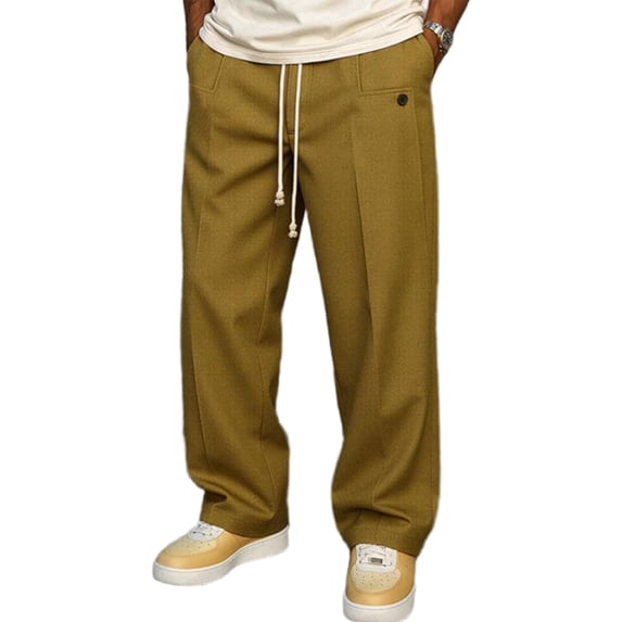 VV AVEORS Mens Workout Pants Baggy Casual Straight Leg Elastic Waisted Drawstring Sweatpants Breathable Outdoor Trousers Ginger 3XL
