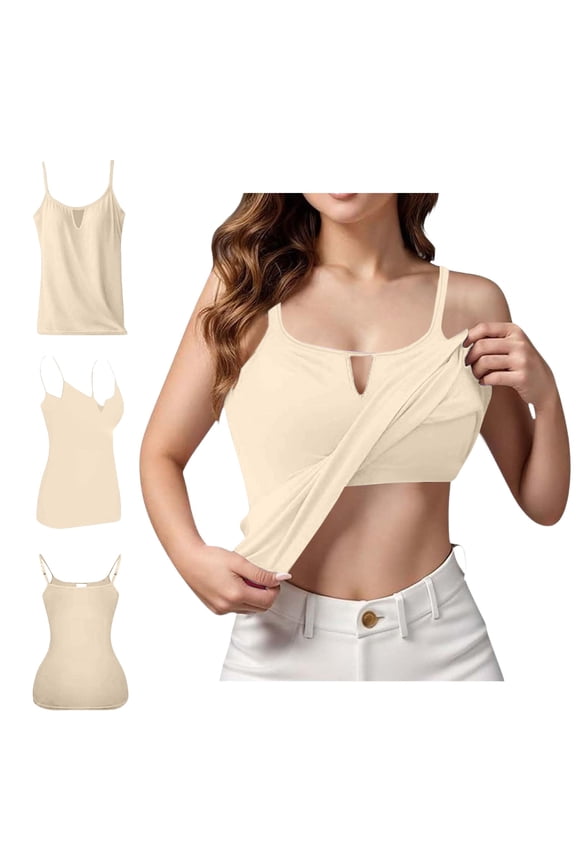 Padded Camisole Tops For Women Built In Bra Adjustable Spaghetti Strap Hollow Out Cami Going Out Layering Loungewear Yellow S