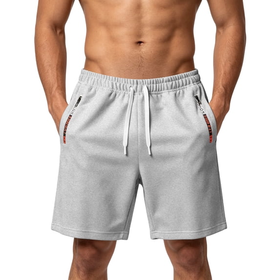 VV AVEORS Plus Size Men'S Cotton Sweat Shorts Baggy Sweatpants Mens Lounge Sweatshorts Workout Gym Shorts With Pockets Light Gray 2XL