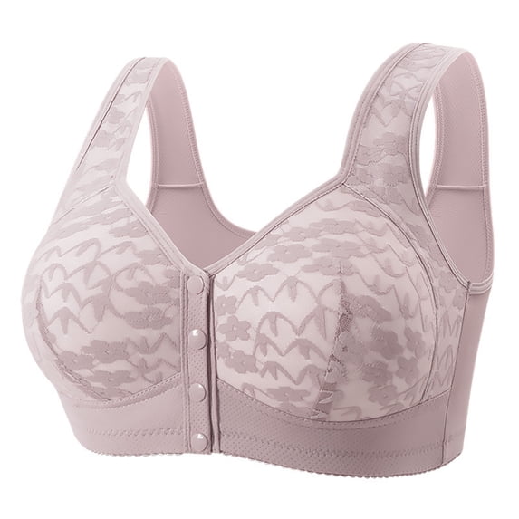 VV AVEORS Posy Bras For Older Women Senior Front Closure Convenient Comfy Breathable Full Support Everyday Bra With Snaps 2026 Light Gray 36