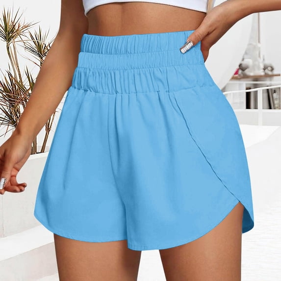 VV AVEORS Running Shorts For Women Dressy Casual Quick Dry Elastic High Waisted Workout Active Shorts Sport Athletic Short Pants Blue S
