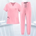 thumbnail image 1 of VV AVEORS Scrubs For Women Set Stretch V-Neck Scrub Tops Jogger Pant Nursing Uniforms Scrubs Sets Breathable Casual Outfits Pink S, 1 of 5