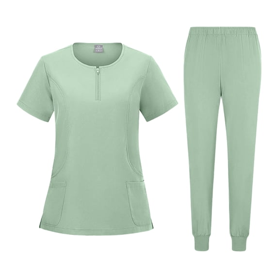 VV AVEORS Scrubs For Women Set - Stretch Zip Up V-Neck Scrub Top & Cargo Pants Jogger Nurse Work Uniform Quick Drying Nursing Uniforms Light Green S