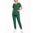 thumbnail image 1 of VV AVEORS Scrubs Set Multiple Pockets 1/4 Zip V-Neck Top And Jogger Scrub Pant Nurse Quick Drying - Medical Uniform Women Scrub Set Dark Green S, 1 of 4