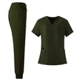 thumbnail image 1 of VV AVEORS Scrubs For Women Set Stretch V-Neck Scrub Top & Jogger Pant - Quick Dry Nurse Uniforms Set With Multi Pockets All-Day Comfort Army Green 2XL, 1 of 5