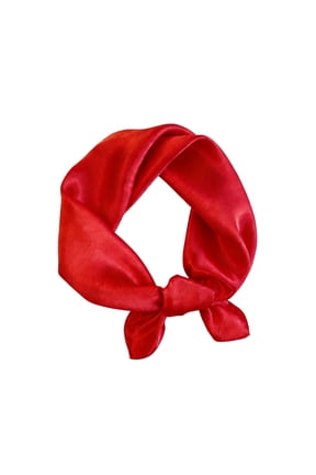 Solid Color Satin Silk Scarf Square Scarf Neck Scarf Hair Breathable Lightweight For Women Gift Packed Red