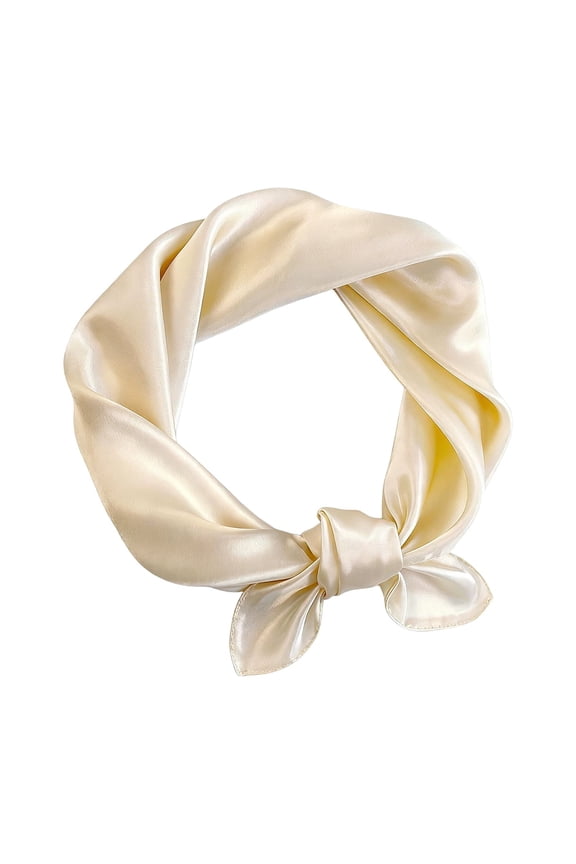 Solid Color Silky Scarf Trendy Square Scarf Neck Scarf Hair Lightweight For Women Gift Packed Beige