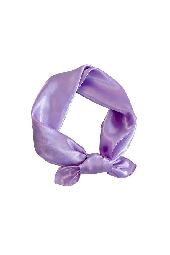 Solid Color Silky Scarf Trendy Square Scarf Neck Scarf Hair Lightweight For Women Gift Packed Light Purple