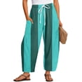 thumbnail image 1 of VV AVEORS Striped Linen Pants Women Baggy Casual Barrel Leg Pants Polka Dots Elastic Waist Wide Leg Trousers With Pockets Green 3XL, 1 of 8