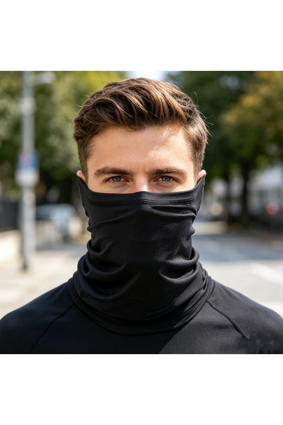 Summer Sun Protection Neck Gaiter Face Mask Breathable Lightable Soft Wind Face Cover Scarf For Hiking Cycling Running Black