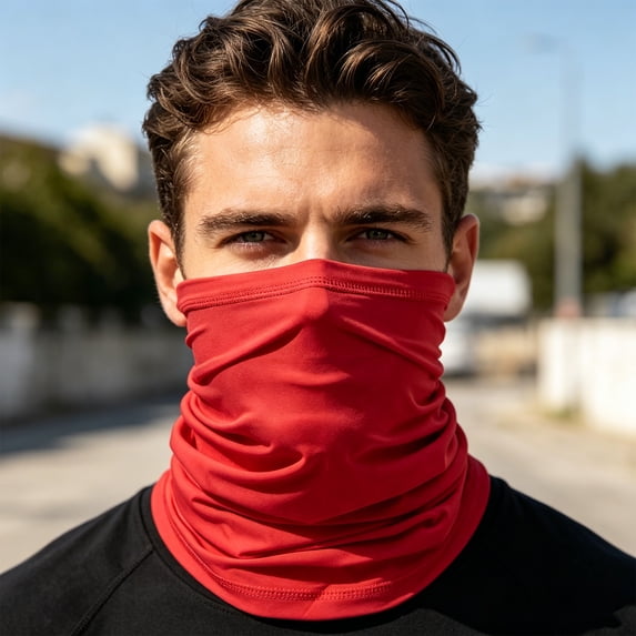 VV AVEORS Summer Sun Protection Neck Gaiter Face Mask Breathable Lightable Soft Wind Face Cover Scarf For Hiking Cycling Running Red