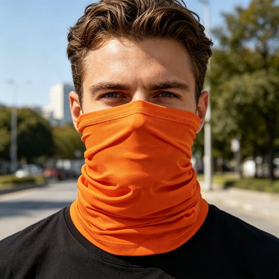 VV AVEORS Summer Sun Protection Neck Gaiter Face Mask Breathable Lightable Soft Wind Face Cover Scarf For Hiking Cycling Running Saffron
