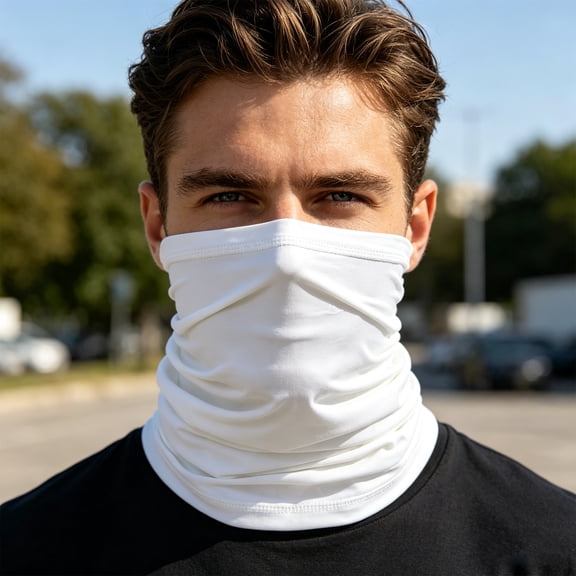 VV AVEORS Summer Sun Protection Neck Gaiter Face Mask Breathable Lightable Soft Wind Face Cover Scarf For Hiking Cycling Running White